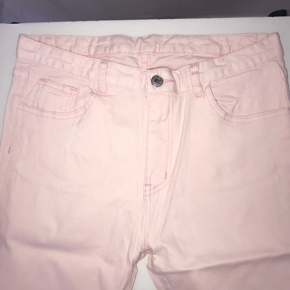 NWOT: Pink Distressed Frayed Cuff Jeans